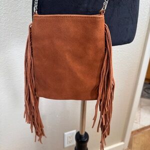 Fringe Suede Tan Crossbody Bag